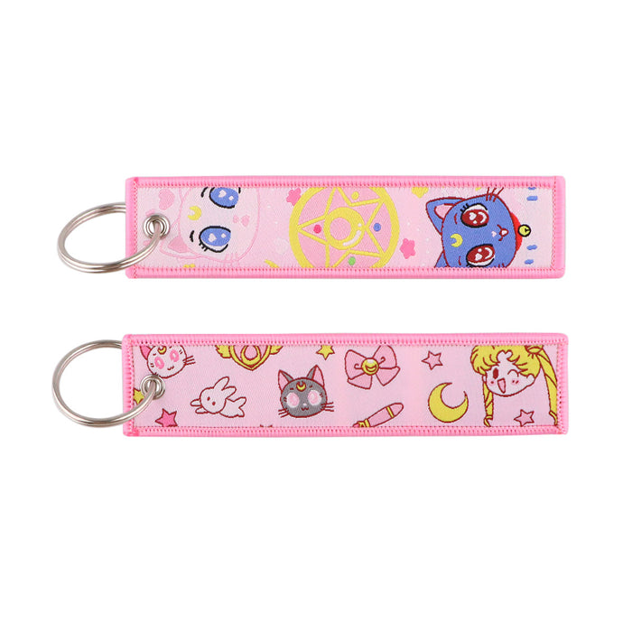 Wholesale Cartoon Label Keychain Lanyard Campus Access Woven Fabric Handmade