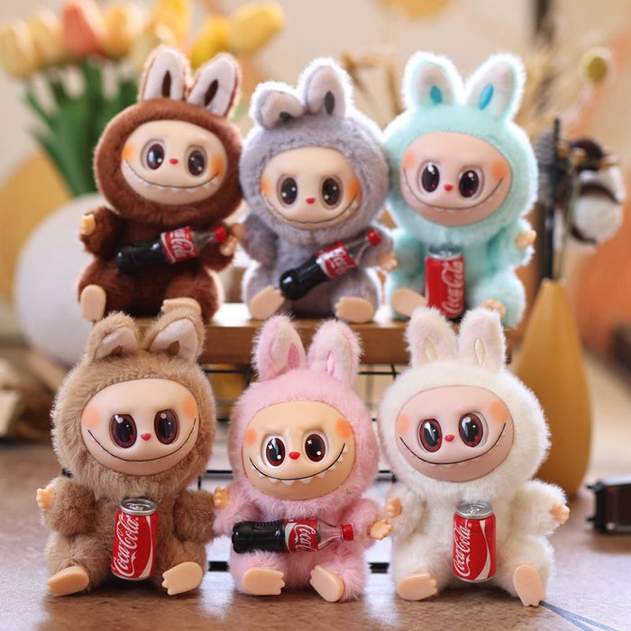 Wholesale Cute and cute second generation Coke vinyl rabbit pendant plush toy doll little rabbit bag pendant keychain