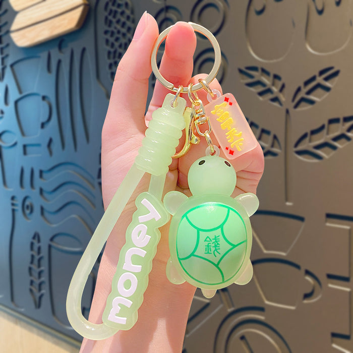 Wholesale Luminous little turtle key chain all red chan with turtle pendant explosive schoolbag pendant key chain small gift batch