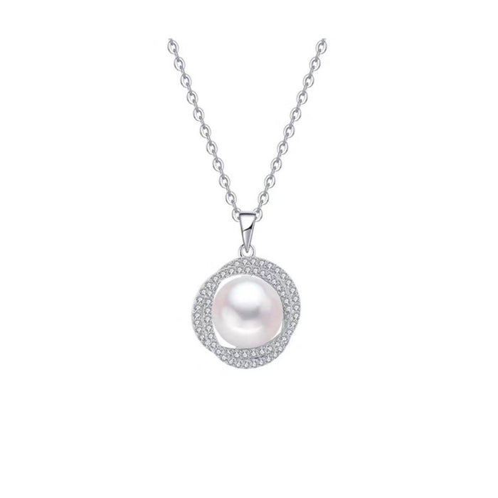 Wholesale Titanium steel necklace with full diamond pearl pendant, elegant and luxurious, versatile collarbone chain accessory