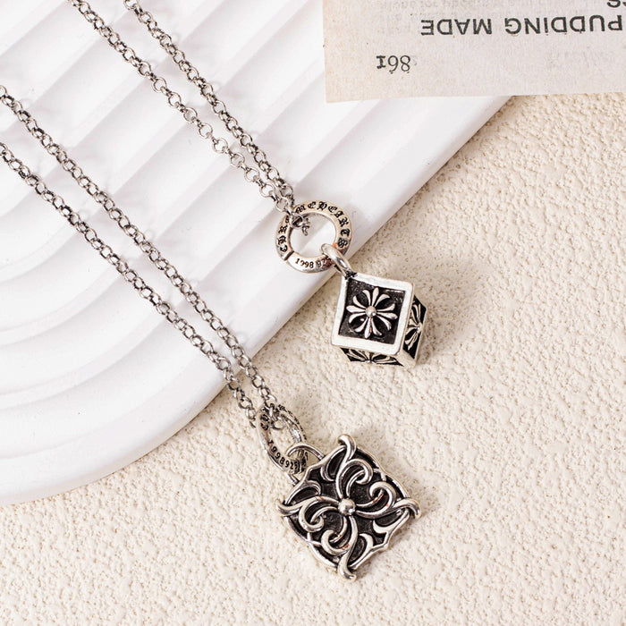 Wholesale Square vine Rubik' s Cube Cross Pendant Long Necklace