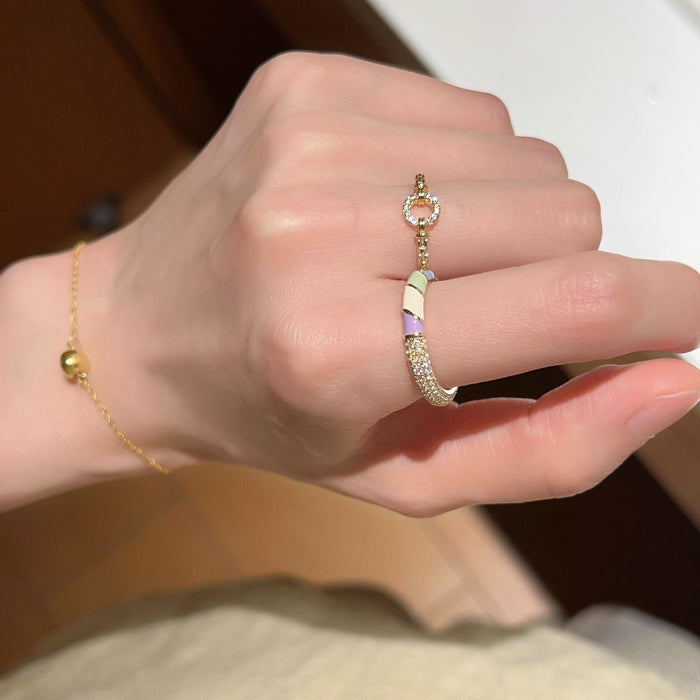 Wholesale Light luxury ring with diamond inlay, niche high-end sensory food ring, new handmade accessory