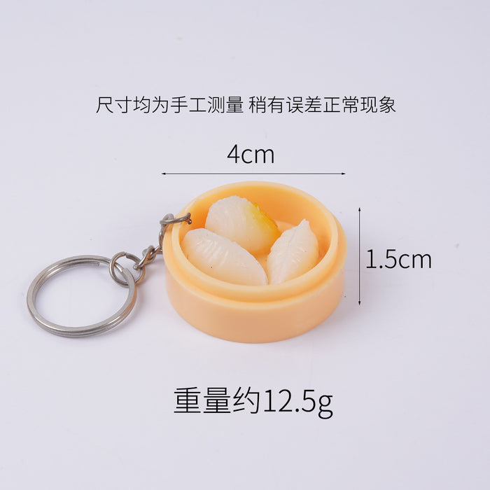Wholesale Stylish Dim Sum Steamer Basket Keychain PVC Food Charm Car Key Accessory Gift MOQ≥3