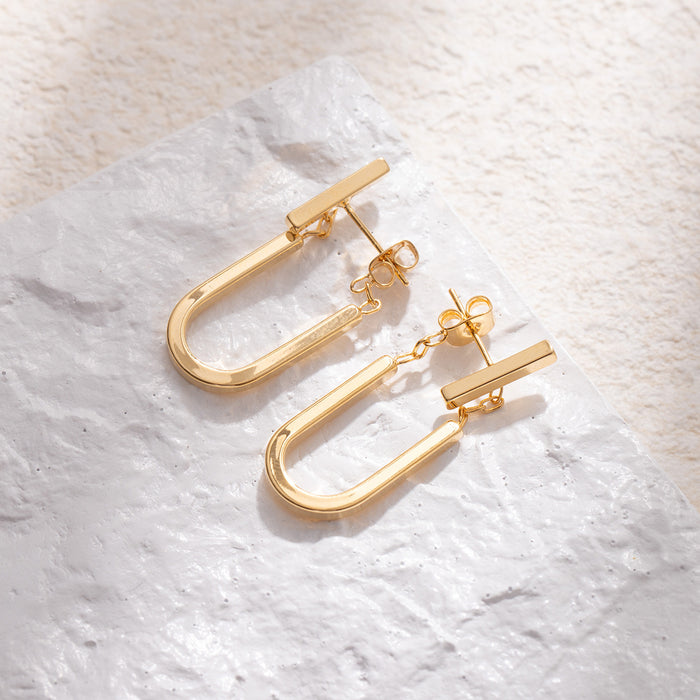 Wholesale Simple and versatile commuting earrings, daily versatile geometric design silver needle earrings