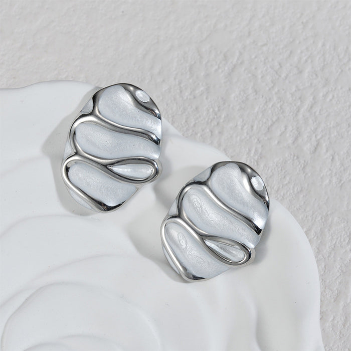 Wholesale Small niche design, high-end accessories, irregular striped texture earrings, elegant and luxurious stainless steel earrings