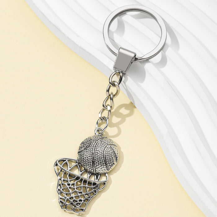 Wholesale basketball box metal keychain creative basketball gift key ring pendant