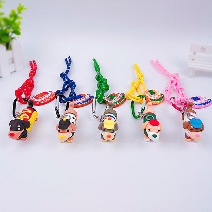 Wholesale Sausage Dog Doll Keychain Cartoon Puppy Couple Bag Pendant