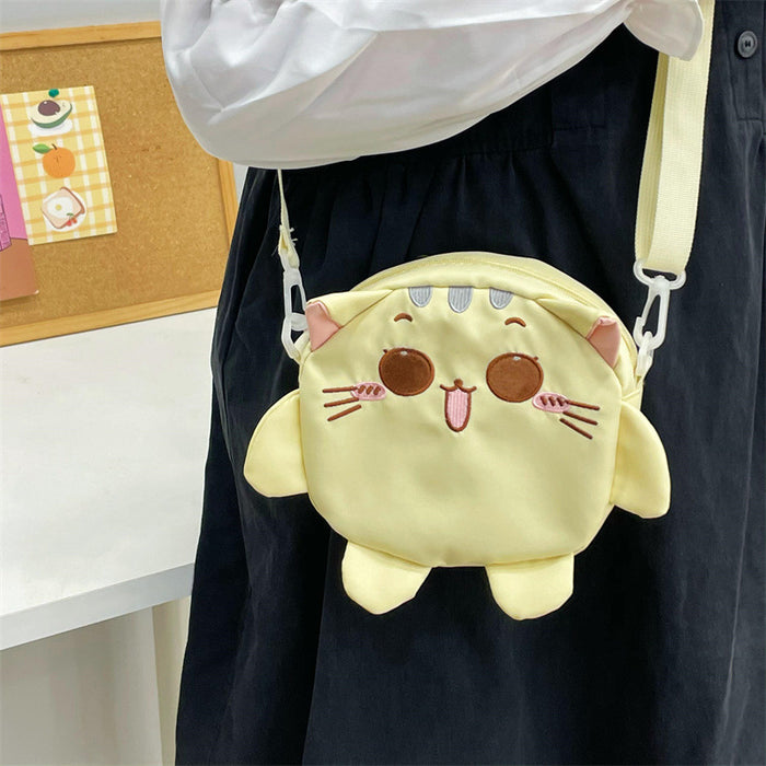 Wholesale Original Cute Versatile Cloth Bag with Small Cat Embroidery and Large Capacity Crossbody Bag