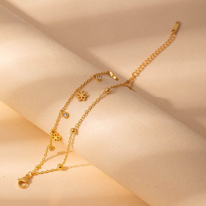 Wholesale Stainless steel fashion diamond bracelet flower geometric