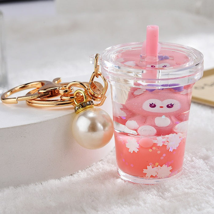 Wholesale Quicksand Bottle Cartoon Kitten Keychain