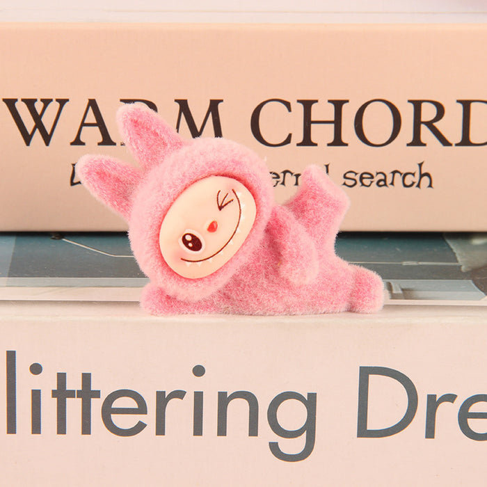 Wholesale flocked cute cartoon 3D doll keychain