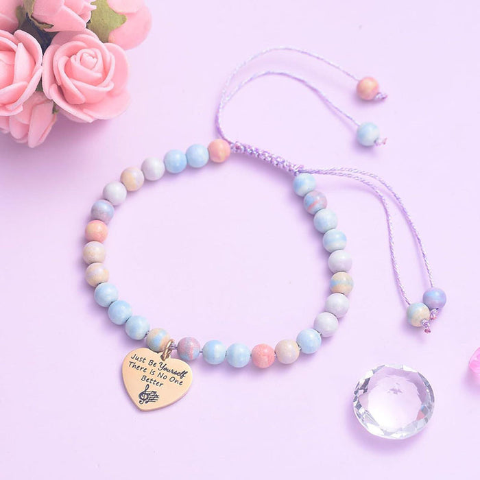 Wholesale Trendy Heart Shaped Rainbow Stone Bracelet Stainless Steel Fashion Accessory MOQ≥2
