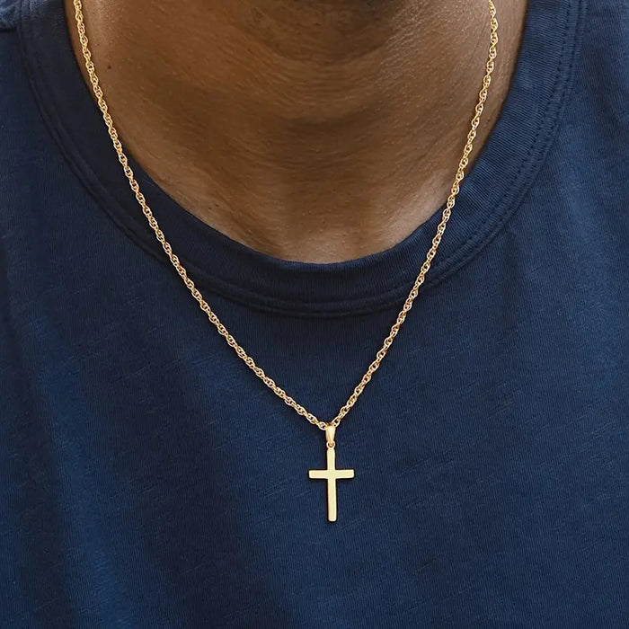 Wholesale Stainless steel smooth cross titanium steel necklace solid color accessories collarbone chain