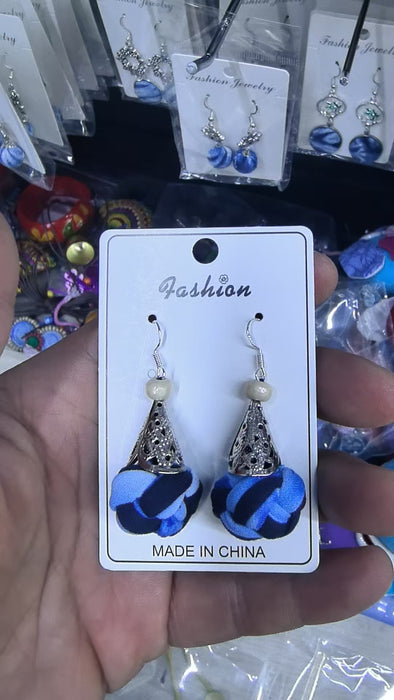 Wholesale Hand woven blue tie dye earrings