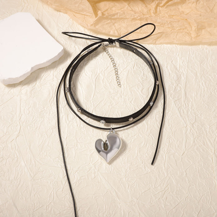 Wholesale Western Denim Style Personalized Trend Love Pendant Two-piece Necklace