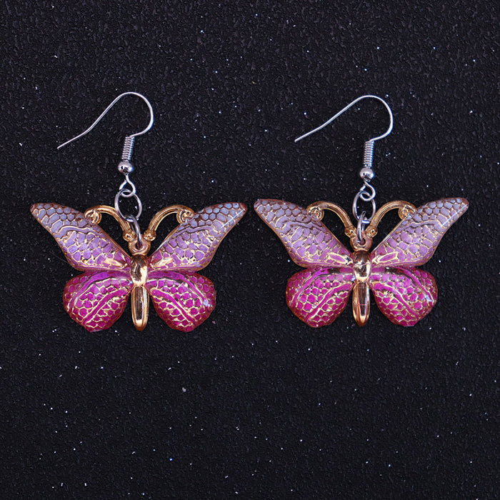 Wholesale Resin Earrings Fun Cute Retro Colorful Butterfly JDC-ES-niqing018
