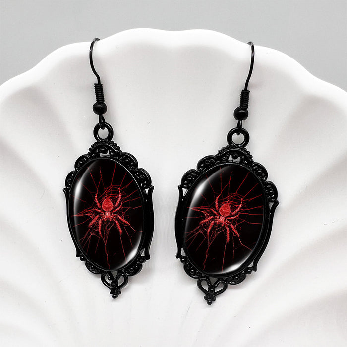Wholesale  red  Round Earrings  Web Earrings Vintage Love Bugs Time and Light Gems Black Earrings