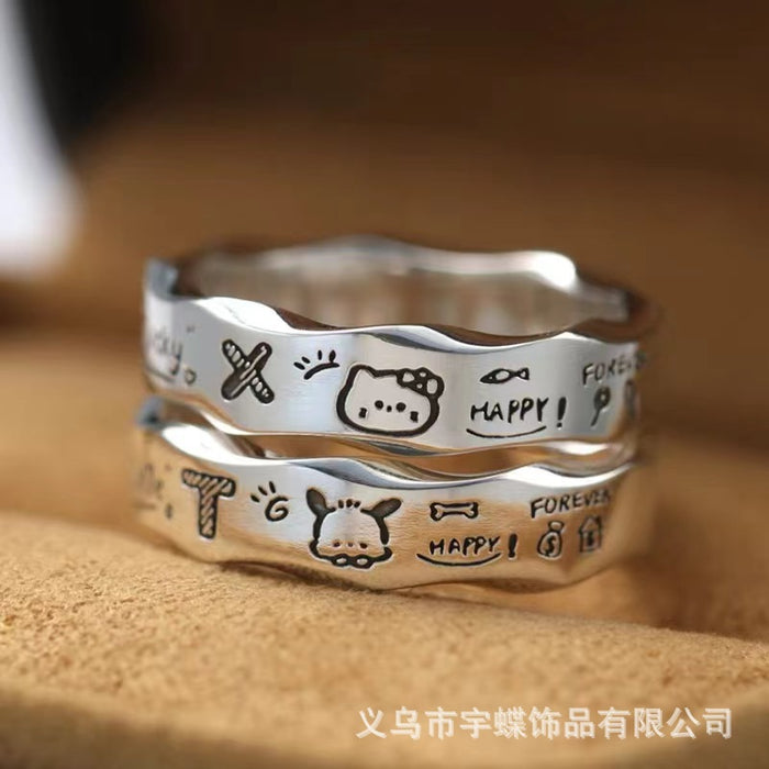 Wholesale New original design ring cartoon couple pairing ring cute letter opening adjustable ring