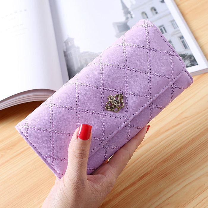 Wholesale Trendy PU Leather Large Capacity Women' s Wallet Clutch Solid Crown Pink Everyday Gift MOQ≥3