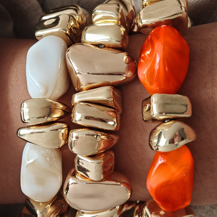 Wholesale Resin Retro Color-Contrast Beaded Bracelet Handmade Woven Stackable Jewelry Accessory MOQ≥2