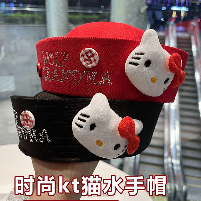 Wholesale Cute Cat Hat Bowknot Rhinestone Bucket Hat Millennial  Flap Navy Beret