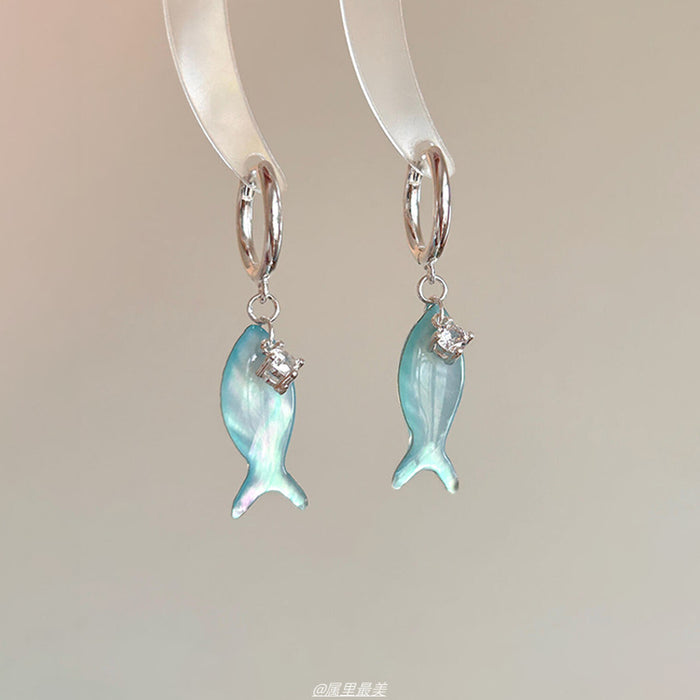 Wholesale Pearl Fish Earrings Forest Style Handmade Tassel Diamond Earrings