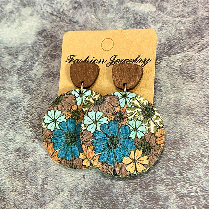 Wholesale Wooden earrings, flower splicing, wooden earrings, earrings, pendants
