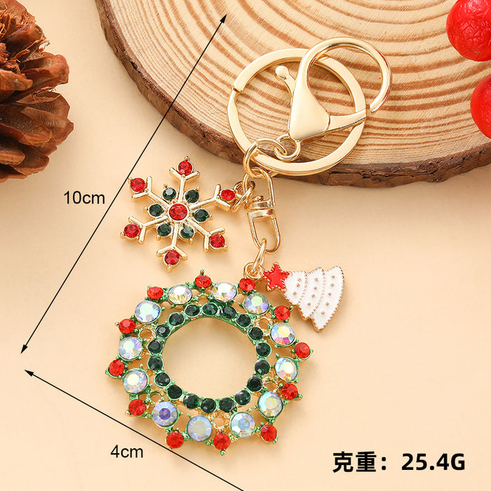 Wholesale Christmas Tree Rhinestone Keychain Zinc Alloy Bell Pendant Business Gift MOQ≥2