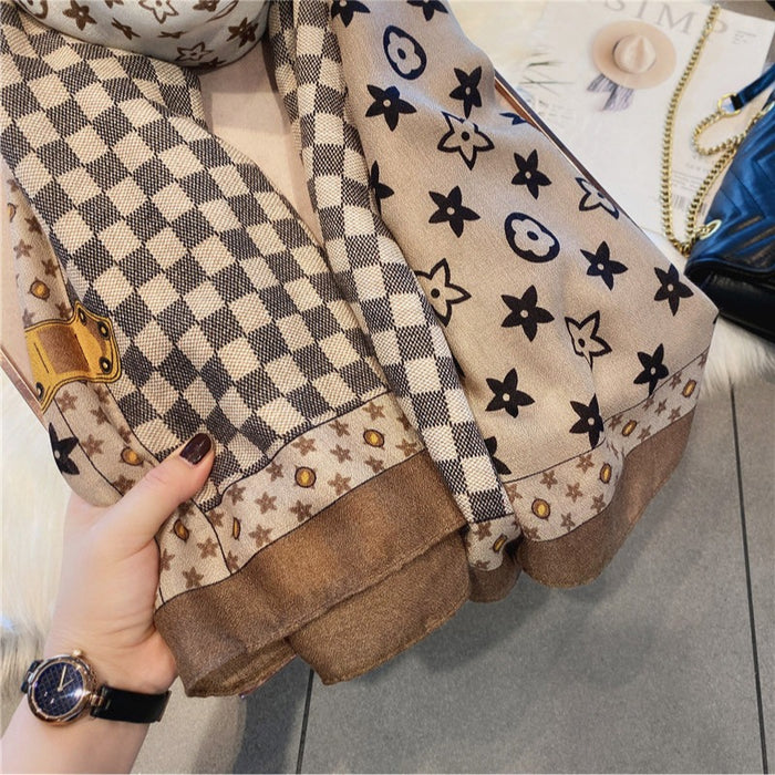 Wholesale Star Grid Scarf for Women's Winter Luxury Scarf with Versatile Temperament and Checkered Grid Shawl JDC-SF-MC003