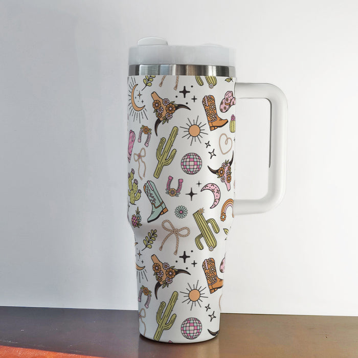 Wholesale Western Cowboy 40oz Stainless Steel Tumbler with Handle Car Cup MOQ≥2