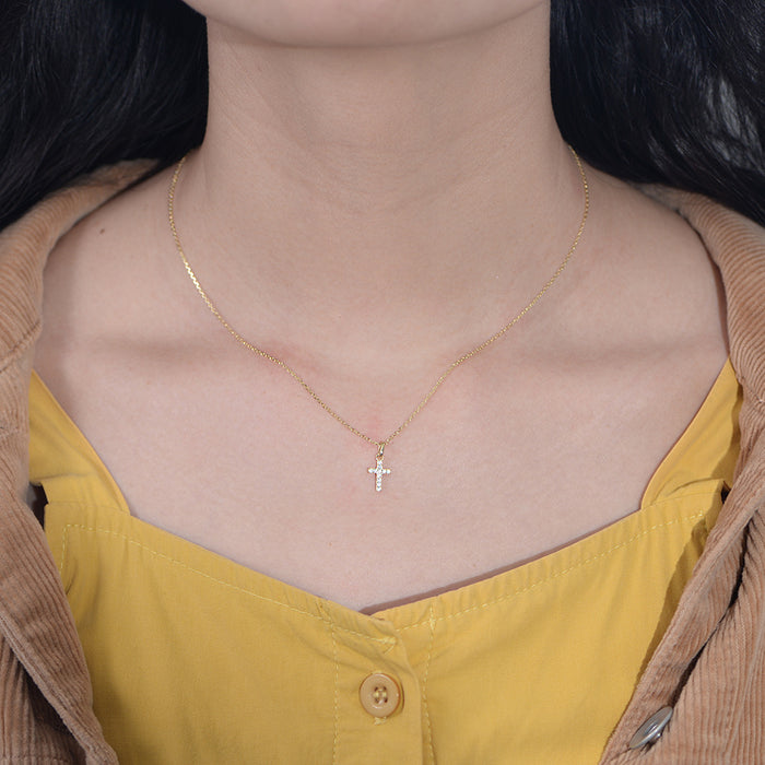 Wholesale Imitation Diamond Cross Sterling Silver Necklace Clavicle Chain