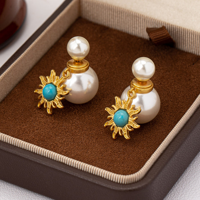 Wholesale Diamond-encrusted pearl earrings