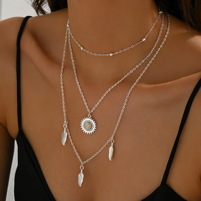 Wholesale Creative retro necklace alloy pendant multi-layer necklace