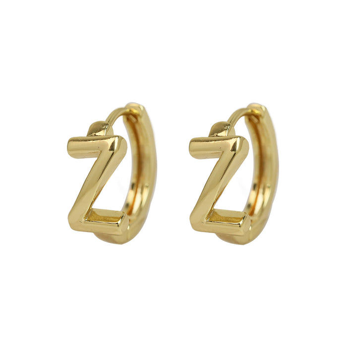 Wholesale  18k gold high-polished brass simple 26 English letters earrings