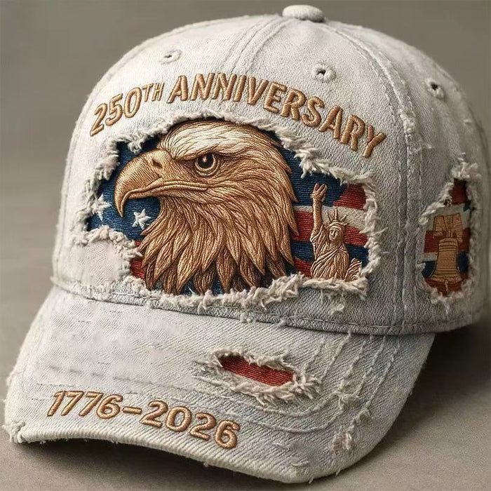 Wholesale Vintage Ripped Embroidery Denim Baseball Cap Dacron Fashion Adjustable Sun Protection Hat