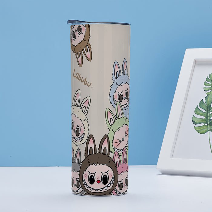 Wholesale Straight cup printed stainless steel thermos cup double-layer straight straw cup