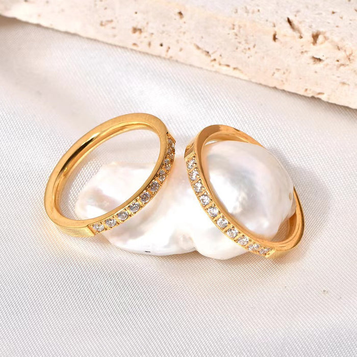 Wholesale 2pcs Light Luxury Thin-Band Ring — Versatile &  Stackable — Stylish Stainless Steel with Diamond Accents