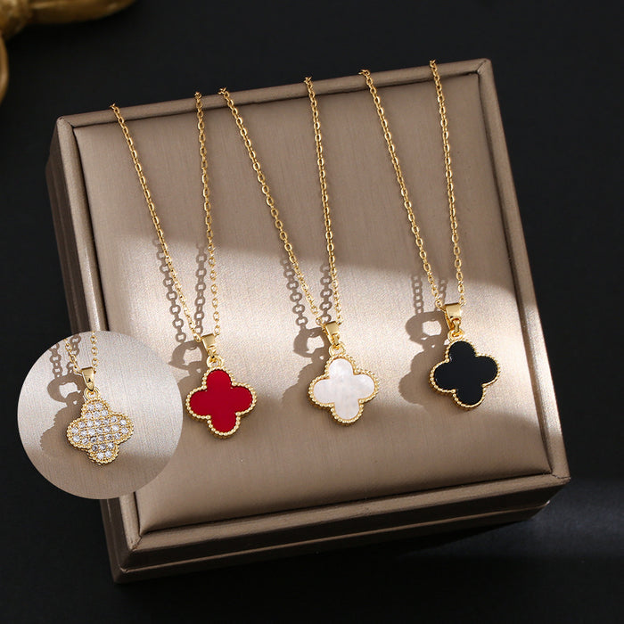 Wholesale four-leaf clover titanium steel necklace women's choker necklace