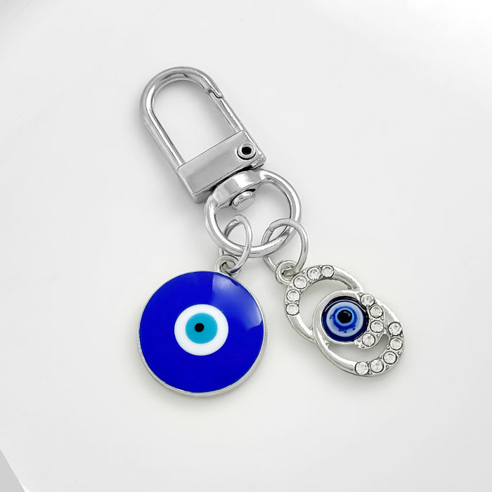 Wholesale Brilliant Diamond Blue Eyes Devil' s Eye Tassel Keychain Accessories Bag Pendant