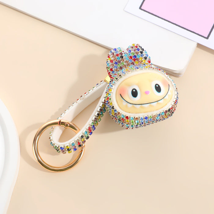 Wholesale DIY rhinestone cartoon doll keychain  Q-version toy key ring