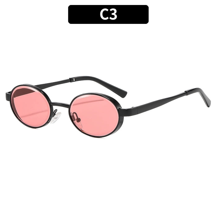 Wholesale Retro Punk Oval Metal Sunglasses Fashion UV400 Sunscreen