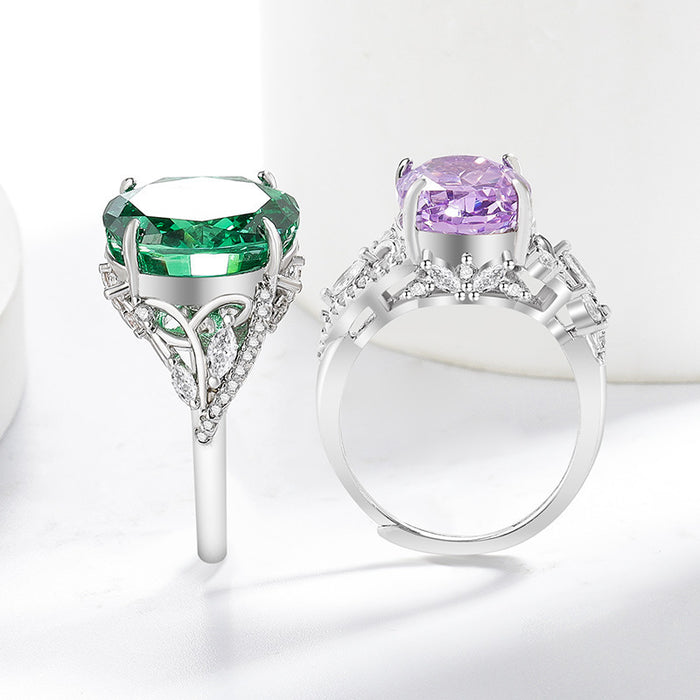 Wholesale Ice Flower Cut Floral Fairy Ring Real Gold Plated Copper White CZ Geometric Everyday Jewelry