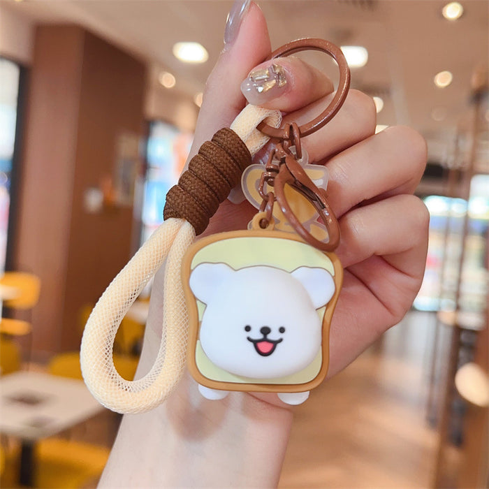 Wholesale Cute puppy keychain cartoon puppy schoolbag hanging price car keychain claw machine small gift