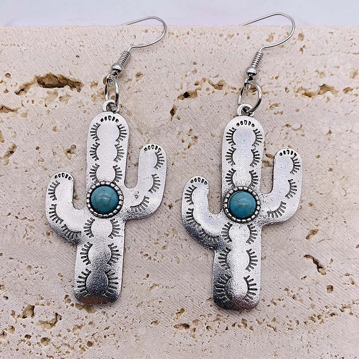 Wholesale alloy turquoise cactus earrings  JDC-ES-Chengy024