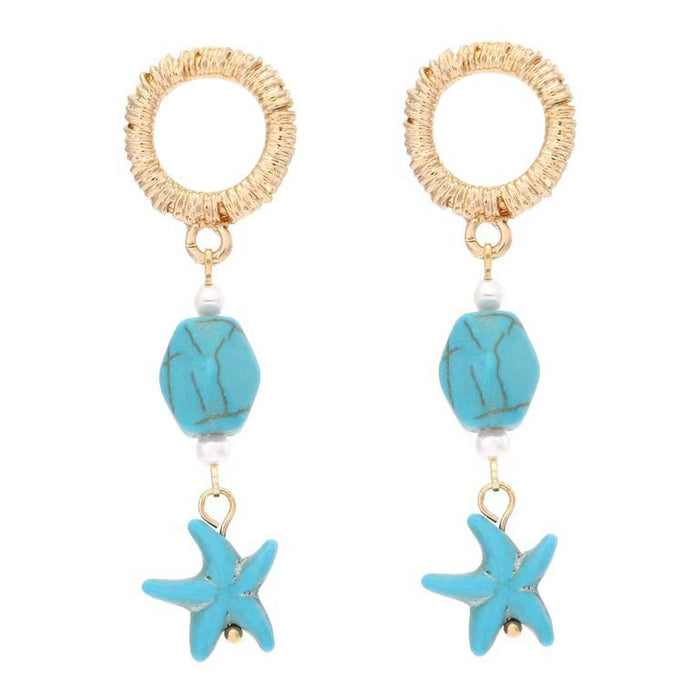 Wholesale fashion personalized turquoise geometric starfish earrings