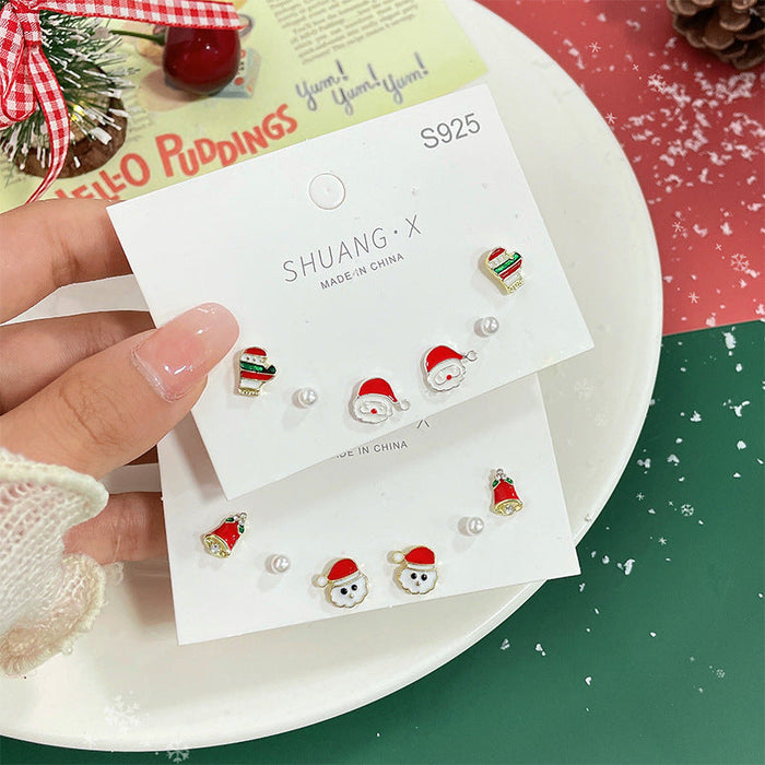 Wholesale Earrings Alloy Christmas Santa Cute Bells JDC-ES-shuangx003