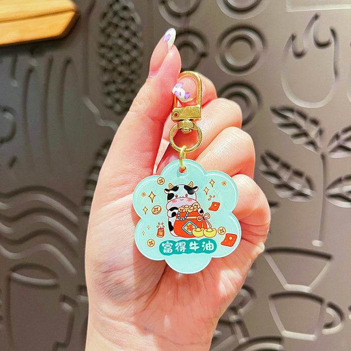 Wholesale Original Acrylic Text Card Keychain Cute Cartoon Snake Year Mascot Bag Pendant