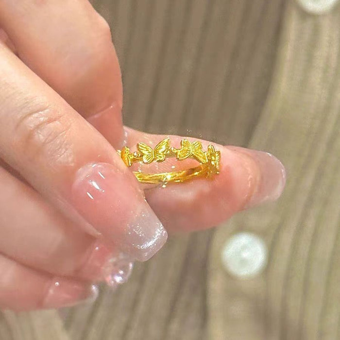 Wholesale Golden Butterfly Ring Imitation Gold Three Dimensional Butterfly Ring, Small and Popular Ring