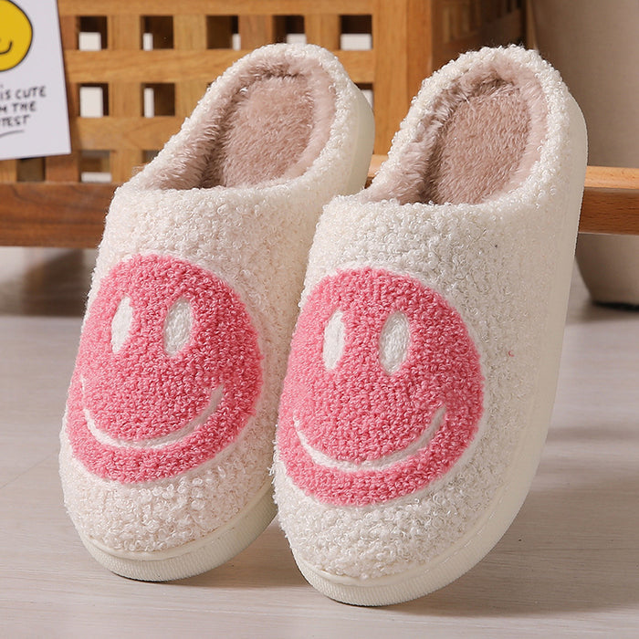 Wholesale Winter cute cartoon smiley face home cotton slippers wholesale home fur slippers women couple warm slippers indoor