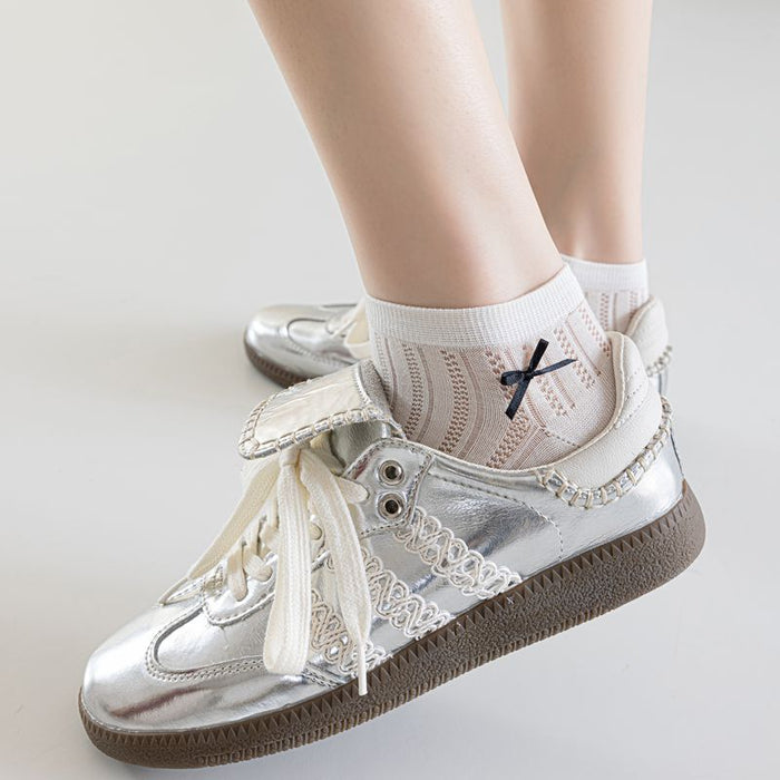 Wholesale Mesh small bow solid color boat socks short socks thin